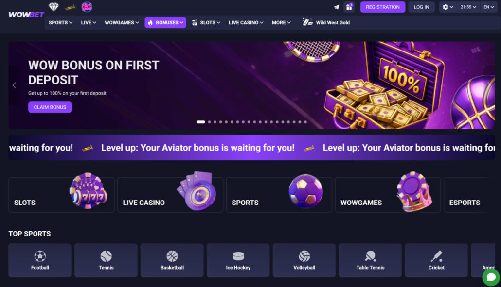 صفحه اصلی و طراحی سایت Wowbet
