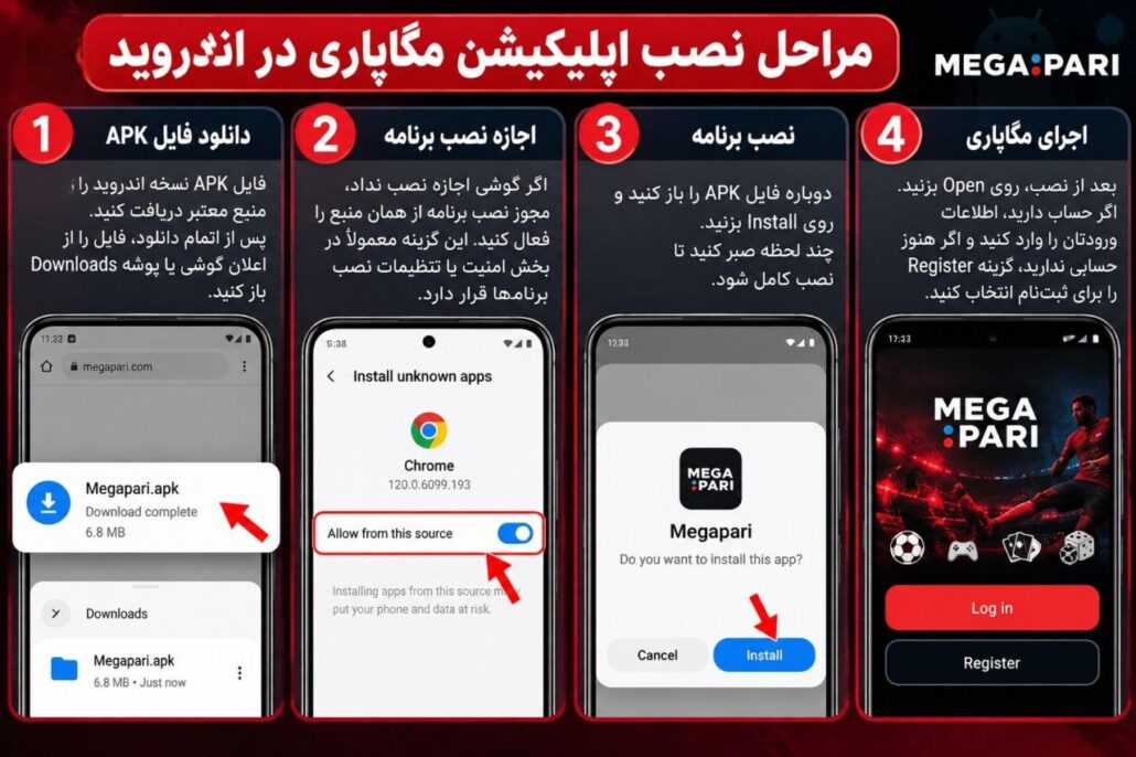 مراحل نصب اپلیکیشن اندروید
