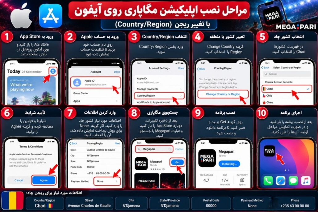 نصب اپلیکیشن آیفون با تغییر ریجن