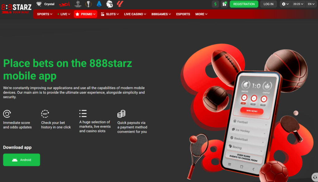 اپلیکیشن سایت 888 استارز