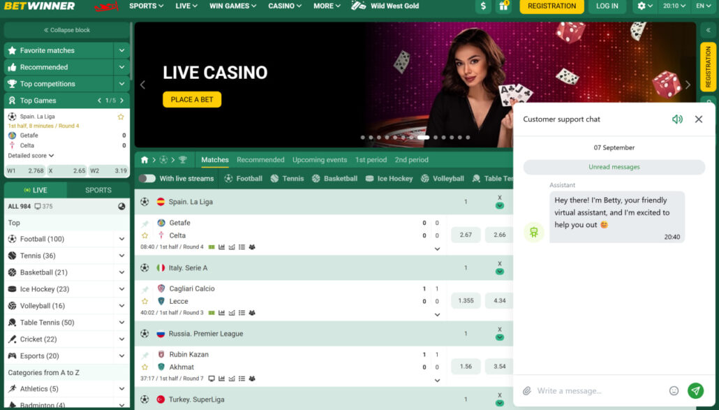 پشتیبانی سایت BetWinner