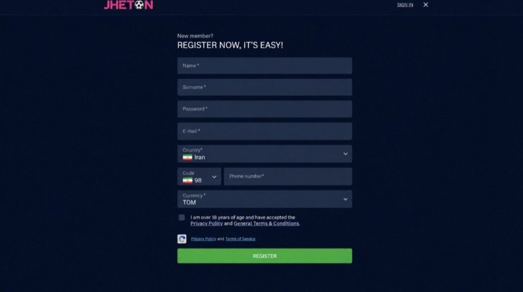 ثبت نام در سایت